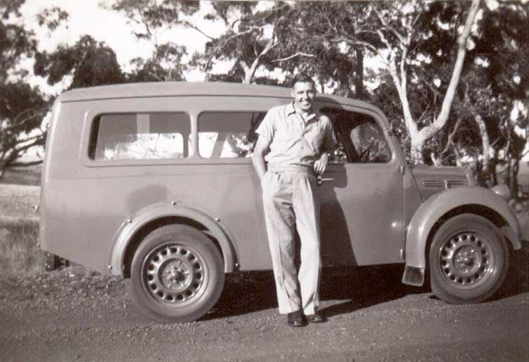 Peter Simmons with delivery van c1942