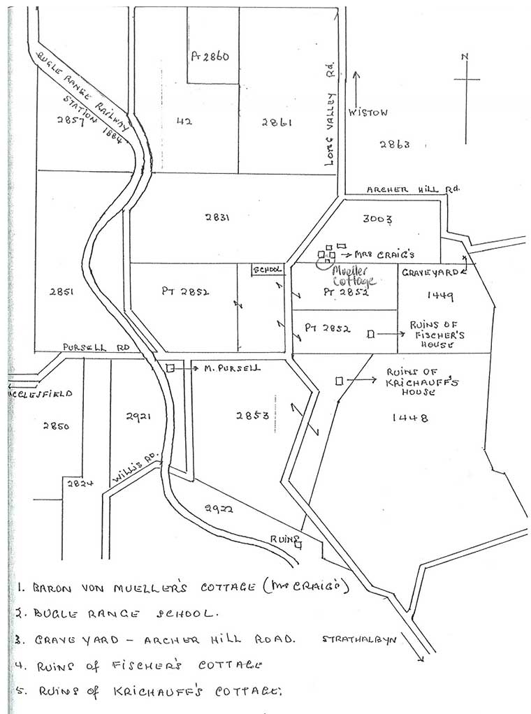 Map of the Bugle Ranges area showing location of Mueller’s Cottage