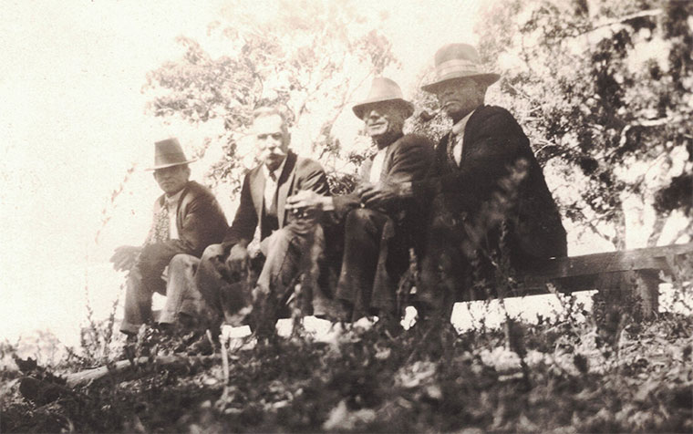 Four on a bench